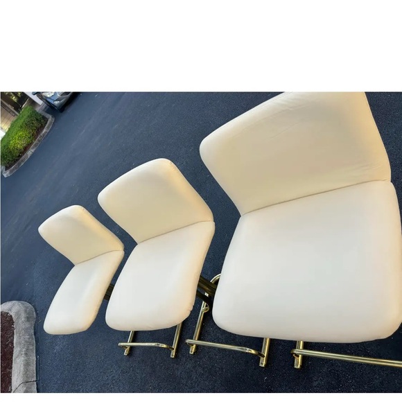 Vintage counter stools DIA brass & cream leather JEANS SHIRT JACKET SHOES - Picture 10 of 12